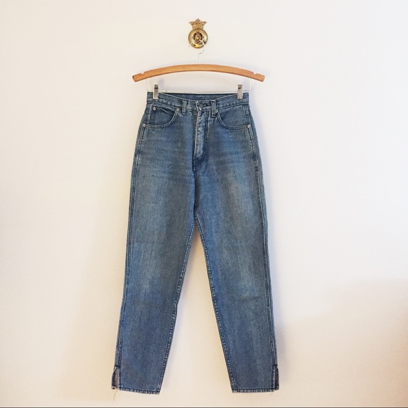 Vintage Denim - Vintage High Waisted Herringbone Ankle Jeans